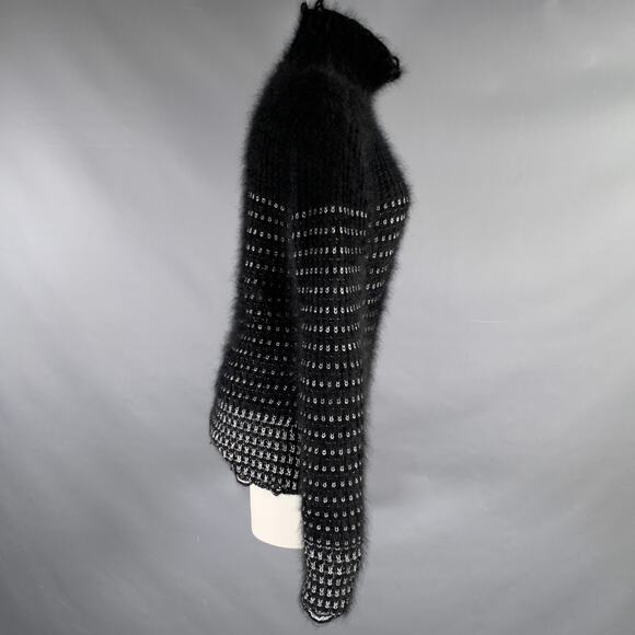 BALMAIN Size 6 Black Silver Angora Woven Pull On Sweater - Picture 3 of 8